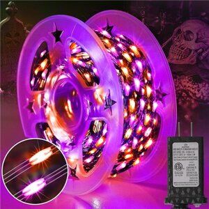 100FT 300LED Orange & Purple Halloween Fairy Lights - Waterproof Outdoor